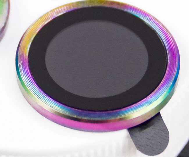 Защитное стекло Monblan для камеры iPhone 16/16 Plus Metal Ring Series (Rainbow)